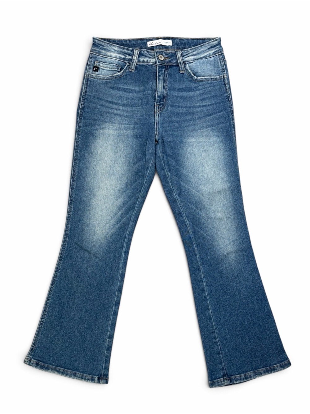 KanCan Jeans Size 26 High Rise Cropped Flare Medium Wash Stretch
